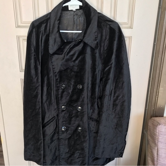 Velvety Blk Double Breasted Car Coat New Republic NY lined - Picture 10 of 10